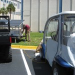 The PV trailer successfully charged each of KSC's Low Speed Electric Vehicles (LSEV), one at a time. These LSEV’s support shuttle processing operations, launch pad modifications and everyday support requirements.