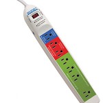 Photo of smart power strip with seven electrical outlets.